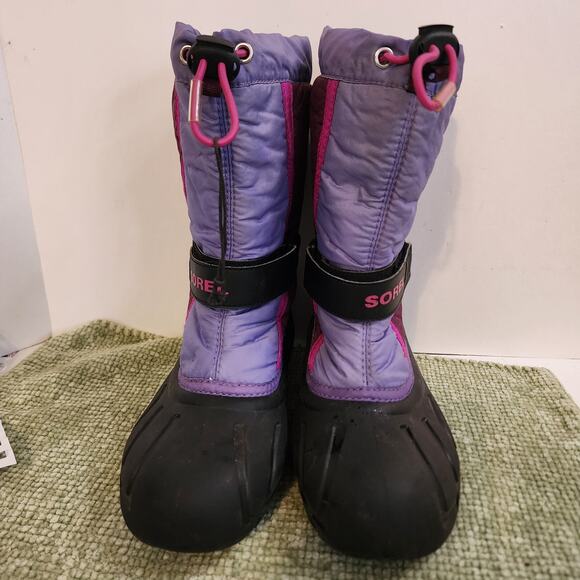 Sorel Youth Girls Snow Boots Size 3 Waterproof Purple Burgundy Winter Insulated - Picture 1 of 10